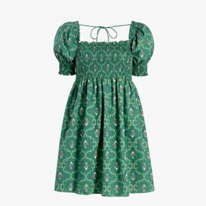 Hill House Hom Athena Nap Dress in Emerald Trellis - Medium